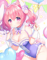 1_female animal_ears balloon bangs bare_shoulders blush bow breasts bunny_ears bunny_suit closed_mouth ear_ribbon ears eyebrows_visible_through_hair female frilled_leotard frills general hair_between_eyes hands_up holding holding_balloon holding_object large_breasts leotard looking_at_viewer original pennant point_of_view purple_bow purple_eyes purple_leotard purple_ribbon red_hair ribbon safe sakura_(usashiro_mani) sidelocks smile solo star_(symbol) strapless strapless_leotard string_of_flags tied_hair twintails usashiro_mani wrist_cuffs // 703x900 // 478.8KB