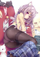 1girl animal animal_ears animal_tail arm_support ass bag bell black_cat black_legwear black_stockings blue_bow blush bow bow_panties braid camel_toe cat cat_ears cat_tail couch crotch_seam_(vertical) ears explicit green_bow green_panties hair_between_eyes hair_bow hair_ornament high_resolution highres jingle_bell lavender_hair legwear lingerie long_hair long_sleeves looking_at_viewer looking_back lying multiple_panties nekomimi open_shirt original original_character panties panties_through_stockings panties_under_pantyhose pantyhose pink_panties pixiv_56708347 pixiv_6751 plaid plaid_skirt point_of_view polka_dot polka_dot_panties purple_eyes purple_hair red_bow ryo ryo@わんわん ryo_(botsugo) ryo_(botugo) ryo_bbb shirt skirt skirt_removed solo stockings striped striped_panties tail thighband_pantyhose tied_hair white_cat white_hair white_panties yellow_bow yellow_panties しゅきぃ…… ねこさんとぱんつ。 ランガード 黒脚 // 900x1273 // 656.0KB
