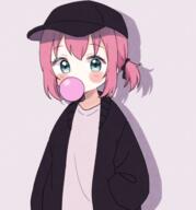 1_female alternate_hairstyle aqua_eyes bangs baseball_cap black_cardigan black_headwear black_ribbon blush bubble bubble_blowing chewing_gum commentary_request danbooru drop_shadow female hair_ribbon hands_in_pockets hat headwear high_resolution kurosawa_ruby love_live! love_live!_sunshine!! red_hair ribbon safe shirt short_twintails sidelocks solo tied_hair twintails upper_body white_shirt yashino_84 // 1512x1620 // 2.5MB