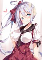 1_female 3 ahoge anthropomorphism asymmetrical_hair azur_lane bangs black_neckwear black_sailor_collar blue_eyes blush breast_rub breasts buttons clip_studio_paint collarbone covered_breasts danbooru female gelbooru grabbing_own_breast hair_between_eyes hair_ornament hair_ribbon hair_tie head_tilt heart heart-shaped_pupils heart_ahoge high_resolution huge_breasts impossible_clothes large_breasts long_hair looking_at_viewer necktie pixiv_375096 pixiv_73813629 pleated_skirt point_of_view ponytail portland_(azur_lane) red_skirt ribbon safe safebooru sailor_collar sankaku_channel school_uniform schoolgirl_uniform serafuku shirt short_necktie short_sleeves side_ponytail sidelocks silver_hair skirt smile solo symbol-shaped_pupils tied_hair unacch unacchi unacchi_(nyusankin) underbust uniform upper_body very_long_hair white_shirt うなっち＠4日目西れ60b うなっち＠c97新刊委託中 うなっち＠ｃ９５新刊委託中 ぽねき 学園でインディちゃんと! 手球 // 1062x1514 // 1.1MB