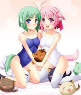 10s 2girls ahoge animal_ears animal_tail black_legwear blue_eyes breasts bun_cover canine cat competition_school_swimsuit covered_navel covered_nipples dog dog_days dog_ears dog_girl dog_tail ears eclair_martinozzi erect_nipples feline female footwear green_hair high_resolution legwear mammal md5_mismatch millhiore_f_biscotti multiple_females narutaki_shin navel nipple-to-nipple nipples one-piece_swimsuit pink_hair purple_eyes questionable school_swimsuit short_hair small_breasts socks swimsuit tail thigh-highs white_legwear white_school_swimsuit white_swimsuit yuri éclair_martinozzi // 1020x1200 // 557.5KB