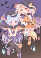 1 animal_ears animal_tail bats ears female flandre_scarlet halloween halloween_basket halloween_costume hat kunya21 magic_or_blood navel pixiv_1406890 pixiv_71445062 red_eyes remilia_scarlet tail touhou wand witch_hat さくれあ さくれあ@紅楼夢h-27a // 1061x1488 // 1.2MB