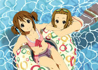 2_females afloat alternate_hairstyle art bikini bikini_skirt breasts cleavage creator explicit female frilled_bikini frills from_above goggles goggles_on_head high_resolution hirasawa_yui innertube k-on! light_smile looking_at_viewer looking_up medium_breasts multiple_females navel official_art pink_bikini point_of_view safe scan short_twintails smile striped striped_bikini striped_swimsuit swimsuit tainaka_ritsu tied_hair twintails water // 2229x1600 // 334.3KB
