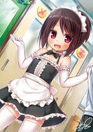 1_female 1_male 1boy 1girl apron armwear bare_shoulders black_dress brown_hair commentary_request contentious_content danbooru door dress elbow_gloves female gloves hair_tie head_out_of_frame indoors inside loli long_hair maid maid_headdress male open_mouth original ponytail questionable red_eyes safe safebooru sankaku_channel shirt shirt_grab short_dress smile solo_focus thighhighs tied_hair unusual_pupils waist_apron white_apron white_gloves white_legwear white_shirt young yukino_minato // 717x1011 // 144.1KB