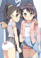 1_male 2girls aqua_scrunchie ass atfbooru.ninja black_eyes black_hair black_skirt blue_eyes blue_skirt blush cardigan clothes_lift commentary_request explicit female formal fukuyama_mai grey_shirt groin hair_ornament hair_tie hairclip hand_on_another's_shoulder head_out_of_frame heart heart_panties heart_print high_resolution idolmaster lifted_by_self loli lolibooru.moe long_hair male multiple_females necktie open_mouth panties panty_pull pink_cardigan pink_panties plaid plaid_skirt ponytail print_panties pulled_by_self questionable sasaki_chie scrunchie shirt short_hair skirt skirt_lift smile suit tears the__cinderella_girls thigh_gap thighhighs tied_hair tsubure_manjuu tsubure_manjyuu underwear white_legwear white_panties white_shirt young // 850x1200 // 912.9KB