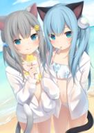 2019 2d 2girls amamachiro amashiro_natsuki animal_ears animal_humanoid animal_tail anime anime_girls artwork bangs bare_shoulders beach bikini bikini_under_clothes blue_eyes blue_hair blue_sky blush breasts c96 cat_ears cat_humanoid cat_tail catgirl catperson cloud clouds collarbone commentary danbooru day dessert digital_media duo ears explicit eyebrows_behind_hair felid felid_humanoid feline feline_humanoid female food grey_hair hair_between_eyes hair_tie high_resolution holding holding_food holding_object horns humanoid ice_cream jacket locked_arms long_hair long_sleeves looking_at_viewer mammal mammal_humanoid multiple_females nacho_(amashiro_natsuki) navel nekoha_shizuku nekomimi ocean off-shoulder open_clothes open_jacket original original_character outside point_of_view portrait_display questionable safe safebooru sand sankaku_channel sea seaside sky sleeves_past_fingers sleeves_past_wrists small_breasts standing swimsuit tagme tail tied_hair twintails vertical water white_bikini white_jacket white_swimsuit young なちょ猫 パーカー 棒アイス 猫羽雫 甘城なつき@3日目西め19b ！ // 1000x1412 // 1.3MB