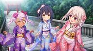 07201115 3girls alternate_costume black_hair blonde_hair blue_kimono blurry blurry_background blush bow braid brown_skin bush bushes chloe_von_einzbern commentary_request d danbooru dark_skin day depth_of_field explicit eyebrows_visible_through_hair fate fatekaleid fatekaleid_liner_prisma_illya fatestay_night female floral_print flower flowers gelbooru grey_hair hair_between_eyes hair_bow hair_flower hair_ornament hairclip high_resolution illyasviel_von_einzbern japanese_clothes kimono konachan kuro_von_einzbern large_filesize lavender_hair light_purple_hair loli lolibooru.moe long_hair miyu_edelfelt morokoshi_(tekku) multiple_females o obi open_mouth orange_eyes outside pink_hair pink_kimono pixiv_4752647 pixiv_72460898 ponytail print_kimono purple_kimono red_bow red_eyes safe safebooru sankaku_channel sash side_braid single_braid smile stairs tekku_(artist) tied_hair torii twintails yande.re yellow_eyes young あけおめプリヤ2019 モロコシ@お仕事募集中 // 2939x1606 // 6.5MB