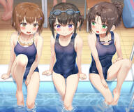 2_others 2d_art 3girls asymmetrical_hair bangs bare_legs barefoot black_hair blue_swimsuit blush breasts brown_eyes brown_hair chair closed_mouth collarbone commentary commentary_request covered_navel danbooru explicit eyebrows_visible_through_hair eyewear eyewear_hang eyewear_on_head eyewear_removed feet female general glasses green_eyes hair_between_eyes hair_tie high_resolution legs looking_at_another medium_breasts multiple_females multiple_others navel nedia_(nedia_region) one-piece_swimsuit open_mouth original original_character partially_submerged pixiv_4072067 pixiv_74549722 ponytail pool pool_ladder poolside purple_eyes questionable raised_leg safe safebooru sankaku_channel school_swimsuit shirt short_hair side_ponytail sitting sleeveless small_breasts smile soaking_feet swimsuit thighs tied_hair twintails water スイミングゴーグル スク水欲張りセット 旧スク // 2444x2038 // 4.1MB