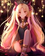 1_female 2d_art bangs black_headwear black_legwear blonde_hair blush bow cape earrings ereshkigal_(fategrand_order) ereshkigal_(fate_grand_order) eyebrows_visible_through_hair fate fategrand_order fatestay_night fate_(series) fate_grand_order female general girl hair_bow hair_ribbon jewelry light_erotic long_hair looking_at_viewer nasii parted_bangs red_cape red_eyes red_ribbon ribbon safe single single_thigh-high sitting skull smile solo sparkle spine star_(symbol) tall_image thighhighs tiara tohsaka_rin two_side_up user_xtsy2537 very_long_hair エレちゃん エレシュキガル // 800x1000 // 1.3MB