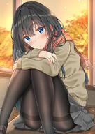 1_female 2d_art autumn bangs black_footwear black_hair black_legwear black_tights blue_eyes blush chair convenient_leg crossed_arms desk eyebrows_visible_through_hair eyes_visible_through_hair feet_out_of_frame female footwear fringe_trim grey_skirt hair_between_eyes hair_ornament hair_pin hairpin head_tilt high-school_girl high_resolution inside jewelry jk knees_to_chest knees_together_feet_apart knees_up legwear long_hair long_sleeves looking_at_viewer on_desk original original_character panties panties_under_pantyhose pantyhose pixiv_77829321 plaid plaid_scarf pleated_skirt point_of_view questionable red_neckwear red_scarf safe sankaku_channel scarf school school_desk school_uniform shoes sitting skirt sleeves_past_wrists slip-on_shoes solo sunsun2812 sunsun2812614 sweater thighband_pantyhose underwear uniform uwabaki さんぺー@fanbox マフラー 創作 黒タイツロングヘアーjk // 1191x1684 // 1.1MB