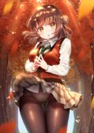 1 1_female ass_visible_through_thighs autumn bewitching_thighs black_tights brown_eyes brown_hair brown_legwear buttons cardigan_vest collared_shirt commentary_request cowboy_shot danbooru day explicit female fine_fabric_emphasis general green_neckwear grey_skirt gusset hair_bun leaf legwear long_sleeves looking_at_viewer medium_breasts medium_hair miniskirt motion_blur moyui_(myi_005) nagumo_yui necktie original original_character outside own_hands_together panties panties_under_pantyhose pantyhose parted_lips plaid plaid_skirt pleated_skirt point_of_view questionable safe sankaku_channel school_uniform shirt sidelocks skirt solo standing steepled_fingers sunlight sweat thigh_gap thighband_pantyhose thighs tied_hair tree undershirt underwear uniform white_shirt wind wind_lift 南雲ゆい 南雲ゆい*お仕事募集中 秋風 // 707x1000 // 1.3MB