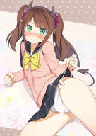 10s 1_male 1boy ass_visible_through_thighs bangs black_hair_ornament black_hairband blazer blush bow brown_hair bulge cardigan closed_mouth commentary crossdressing cutetraps danbooru demon_horns demon_saki-chan demon_tail demon_wings erection erection_under_clothes explicit eyebrows_visible_through_hair fake_horns female feminine_male garrison_cap gelbooru genitalia green_eyes hair_ornament hair_scrunchie hair_tie hairband headband high_resolution highres horns idolmaster idolmaster_side-m jacket looking_at_viewer lying male male_focus miniskirt mizushima_saki on_side otoko_no_ko panties panty_bulge panty_pull penis penis_in_panties pink_cardigan pink_shirt pleated_skirt point_of_view questionable ryglennson sailor_uniform saki_(6) school_uniform schoolgirl_uniform scrunchie serafuku shirt side-tie_panties skimpy skirt smile solo string_panties tagme tail thighs tied_hair trap tsubure_manjuu twintails underwear uniform untied untied_panties untying upskirt white_panties wings yellow_bow // 850x1200 // 592.3KB