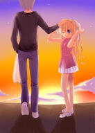 00s 1_female 1_male air blonde_hair blue_eyes creator danbooru female gelbooru hair_ribbon hair_ribbons head_pat headpat kamio_misuzu kunisaki_yukito long_hair male petting ribbon ribbons safe skirt sleeveless sunset // 500x700 // 84.0KB