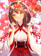 1_female 3 autumn bangs bare_shoulders blurry blurry_background bright_pupils brown_hair bunching_hair closed_mouth commentary_request danbooru depth_of_field detached_sleeves dhfz181 explicit female flower gelbooru hair_flower hair_ornament hakama hand_up head_tilt japanese_clothes kimono light_rays long_hair long_sleeves obi original pink_lips red_flower red_hakama red_ribbon ribbon safe safebooru sankaku_channel sash smile solo sunbeam sunlight tassel upper_body white_flower white_kimono wide_sleeves yellow_eyes // 850x1161 // 995.4KB