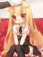 1_female 1girl animal_ears animal_tail bad_id bad_pixiv_id black_legwear blonde_hair dog_ears dog_tail ears female headpat high_resolution highres legwear long_hair original patting_head petting red_eyes ribbon sad_fuka safe sawatari_(sado) skirt tail thigh-highs thighhighs wavy_mouth // 900x1200 // 1.5MB