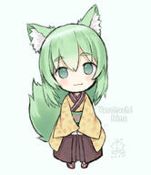 1_female 1girl 3 animal_ear_fluff animal_ears animal_tail bangs blue_background blush brown_footwear brown_hakama brown_kimono capriccio caprin134 character_name chibi closed_mouth commentary_request copyright_request dated ears eyebrows eyebrows_visible_through_hair female fox_ears fox_girl fox_tail full_body general green_eyes green_hair hair_between_eyes hakama japanese_clothes kimono kitsunemimi long_hair long_sleeves raised_tail safe series signature simple_background sleeves_past_wrists socks solo standing tabi tail tail_raised thick_eyebrows virtual_youtuber vtuber wafuku white_legwear wide_sleeves yasohachi_rina zouri 【ワンドロ１８日目】八十八リナ かぷりちお 八十八リナ // 865x1000 // 154.7KB