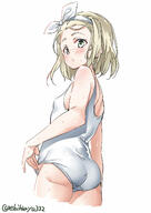 ass blonde_hair blush contentious_content cowboy_shot cropped_legs ebifurya female female_focus garrison_cap green_eyes hairband high_resolution i-504_(kantai_collection) kantai_collection loli looking_behind luigi_torelli_(kantai_collection) one-piece_swimsuit pixiv_11424595 pixiv_69015594 sankaku_channel school_swimsuit short_hair simple_background solo solo_female standing swimsuit tank_suit tibbald twitter_username upper_body white_background white_hairband white_sukumizu white_swimsuit white_tank_suit わんどろまとめ17 エセックス級 レーベレヒト・マース深海忌雷陸奥 伊401時雨舞風高波隼鷹初霜若葉ガンビア・ベイ 早霜黒潮雷ルイージ・トレッリ阿賀野涼風谷風 榛名睦月雲龍春風子日秋津洲天津風天城大和 私服艦娘水着艦娘下着艦娘褌作戦 連合艦ぱい // 991x1400 // 117.8KB