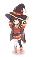 1_female asymmetrical_legwear bandage bandaged_leg bandages black_hair breasts brown_hair cape choker dress explicit female fingerless_gloves full_body gloves hand_on_headwear hat headwear high_resolution kono_subarashii_sekai_ni_shukufuku_wo! konosuba lolibooru.moe long_sleeves looking_at_viewer megumin mokarooru o open_mouth point_of_view red_eyes safe short_hair_with_long_locks simple_background single_thigh-high small_breasts solo standing thighhighs white_background witch_hat wizard_hat younger // 1052x1671 // 857.5KB