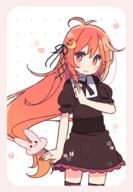 1girl alternate_costume bunny crescent crescent_moon_pin enmaided floral_background kantai_collection maid maid_dress orange_eyes orange_hair solo uzuki_(kantai_collection) yoru_nai // 706x1018 // 379.2KB