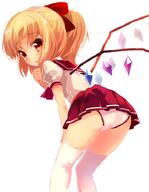 1_female adapted_costume ass atfbooru.ninja blonde_hair booru explicit female flandre_scarlet hair_ribbon hair_tie leaning leaning_forward loli looking_at_viewer miniskirt open_mouth panties pleated_skirt point_of_view ponytail red_eyes red_ribbon red_skirt ribbon safe sailor_collar sailor_uniform school_uniform schoolgirl_uniform serafuku short_sleeves simple_background skirt solo taharu_kousuke thighhighs tied_hair touhou trefoil underwear uniform white_background white_legwear white_panties wings young // 717x923 // 310.5KB