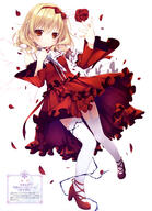 1_female absurd_resolution arm_up art bangs bare_shoulders blonde_hair blush bow chikotam copyright_name dagger detached_sleeves dress explicit eyebrows eyebrows_visible_through_hair female flower flower_(flowers) footwear frilled_dress frilled_sleeves frills fringe from_below full_body garter_straps genwaku_no_divine_doll girl hair_bow hair_ornament hair_ribbon hairband hand_on_chest hand_up heels high_heels high_resolution highres holding holding_dagger holding_object holding_weapon knees_together_feet_apart lace lace-trimmed_legwear lace-trimmed_sleeves lace-trimmed_thighhighs lace_trim legwear lingerie long_sleeves looking_at_viewer male medium_hair melee_weapon o official_art orange_eyes parted_lips petals pinky_out red_dress red_eyes red_flower red_footwear red_ribbon red_rose red_shoes ribbon ribbon_(ribbons) rose rose_(roses) rose_petals safe scan shoes short_hair shuma shuma_(genwaku_no_divine_doll) simple_background single solo standing stockings tall_image text thighhighs thorns translation_request very_high_resolution wavy_hair weapon white_background white_legwear white_thighhighs white_wings wide_sleeves wings // 2858x3960 // 988.8KB