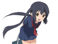 1_female arms_behind_back bag black_hair brown_eyes errant female k-on! leaning leaning_forward long_hair nakano_azusa open_mouth round_teeth safe sailor_uniform school_bag school_uniform schoolgirl_uniform serafuku simple_background skirt solo teeth tied_hair twintails uniform // 872x662 // 59.7KB