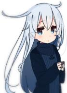 1_female 1girl 7 alternate_costume anchor_necklace asa_nine blue_eyes blush cardigan child female flat_chest hair_flaps hibiki_(kantai_collection) jewelry kantai_collection long_hair necklace safe silver_hair simple_background solo sweater turtleneck turtleneck_sweater white_background yoru_nai young まったく、駆逐艦は最高だぜ!! 夜ない 暁 瑞鳳 私服艦娘水着艦娘ブルマ艦娘 艦これかわいい 雷 電 響 響さんいろいろ！ // 690x950 // 184.4KB