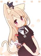3girls animal_ear_fluff animal_ears animal_tail bangs black_dress black_hair blush brown_eyes brown_hair cat_ears cat_girl cat_tail catgirl catperson chibi chloe_von_einzbern commentary_request danbooru dark_skin dress dutch_angle ear_down ears eyebrows_visible_through_hair fate fatekaleid fatekaleid_liner_prisma_illya fate_(series) fate_kaleid_liner_prisma_illya female hair_between_eyes hands_together illyasviel_von_einzbern kemonomimi_mode light_brown_hair long_hair minigirl miyu_edelfelt multiple_females multiple_girls nekomimi on_head own_hands_together parted_lips paw_background pink_hair pleated_dress puffy_short_sleeves puffy_sleeves red_eyes safe short_sleeves simple_background star star_(symbol) tail white_background yellow_eyes yoru_nai // 650x898 // 250.7KB