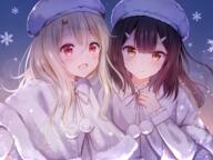 2d_art 2girls bangs black_hair blonde_hair blush brown_hair cape capelet closed_mouth d eyebrows_visible_through_hair fate fatekaleid_liner_prisma_illya fate_(series) fate_kaleid_liner_prisma_illya female frilled_sleeves frills fur fur-trimmed fur-trimmed_capelet fur_hat fur_trim gradient gradient_background hair_ornament hairclip hand_on_own_chest hat headwear illyasviel_von_einzbern konachan lens_flare lolibooru.moe long_hair long_sleeves looking_at_viewer miyu_edelfelt multiple_females nasii open_mouth point_of_view pom_pom_(clothes) red_eyes revision ribbon safe simple_background smile snow snowflakes upper_body user_xtsy2537 white_capelet white_headwear white_ribbon yellow_eyes イリ美遊 プリズマ☆イリヤ1000users入り // 1275x957 // 1.8MB