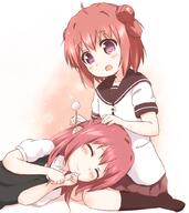 2girls ^_^ ahoge akaza_akane akaza_akari araki495 black_legwear closed_eyes closed_mouth commentary double_bun dress ear_cleaning explicit eyebrows_visible_through_hair female hizamakura lap_pillow legwear lolibooru.moe md5_mismatch mimikaki multiple_females multiple_girls nanamori_school_uniform open_mouth pleated_skirt purple_eyes red_hair safe sailor_dress sailor_uniform school_uniform schoolgirl_uniform serafuku short_hair short_sleeves siblings sisters skirt smile uniform yuru_yuri // 799x895 // 525.2KB