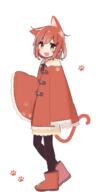 1_female 1girl animal_ears animal_tail blush boots cat_ears cat_tail ears fang fangs female footwear high_resolution ikazuchi_(kantai_collection) kantai_collection lolibooru.moe nekomimi paw_print poncho red_footwear red_hair safe short_hair skin_fang solo tail yoru_nai // 640x1250 // 183.4KB