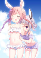 2018-04-27_11-54-33 2girls ^_^ animal_ears bangs bare_arms bare_shoulders bikini blue_sky blush braid bunny_ears chitosezaka_suzu cinderella_bust closed_eyes cloud collarbone commentary_request d day double_bun ears explicit eyebrows_visible_through_hair female frilled_bikini frills gelbooru gochuumon_wa_usagi_desu_ka? hair_between_eyes hands_on_another's_waist leaning leaning_forward light_brown_hair long_hair low_twintails multiple_females navel open_mouth original outside pixiv_68420716 polka_dot polka_dot_bikini purple_bikini purple_eyes purple_hair rabbit_ears safe side-tie_bikini side_bun sky smile suzu_0131 swimsuit tears tied_hair twin_braids twintails white_bikini こしょこしょこしょ～！ 千歳坂すず 千歳坂すず@コミ1ひ07b // 648x906 // 464.1KB