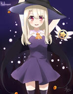 1_female 1girl blush cape dress eyebrows eyebrows_visible_through_hair fate fatekaleid fatekaleid_liner_prisma_illya fate_(series) fate_kaleid_liner_prisma_illya feathers female frilled_skirt frills grapesoda hair_feathers halloween halloween_costume high_resolution illyasviel_von_einzbern long_hair looking_at_viewer open_mouth point_of_view red_eyes silver_hair skirt smile solo staff standing witch witch_hair // 1000x1300 // 731.8KB