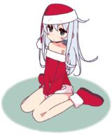 1_female 1girl 22 alternate_costume asa_nine bare_shoulders blue_eyes blush christmas christmas_hat christmas_outfit dress female flat_chest grey_eyes grey_hair hair_flaps hat hibiki_(kantai_collection) kantai_collection loli long_hair safe santa_costume santa_hat silver_hair sitting solo yoru_nai まったく、駆逐艦は最高だぜ!! 夜ない 暁 瑞鳳 私服艦娘水着艦娘ブルマ艦娘 艦これかわいい 雷 電 響 響さんいろいろ！ // 736x882 // 160.3KB