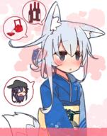 akatsuki_(kantai_collection) alcohol alternate_costume animal_ear_fluff blue_eyes blush bottle cup dress drunk flat_chest flower hair_flaps hair_ribbon hibiki_(kantai_collection) kantai_collection long_hair ribbon safe sakazuki sake sake_bottle silver_hair solo thighs yoru_nai // 773x984 // 380.2KB