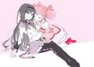 2girls akemi_homura black_footwear black_hair black_legwear closed_eyes female flower gloves high_resolution hug kaname_madoka legwear long_hair long_sleeves magical_girl mahou_shoujo_madoka_magica multiple_females pantyhose parted_lips pink_hair pipi_o_(pipioo08) puffy_short_sleeves puffy_sleeves purple_eyes red_flower safe short_sleeves tears tied_hair torn_clothes twintails white_gloves // 2125x1505 // 897.1KB