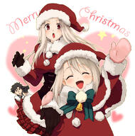 1_male 2_girls 2girls age_difference albino bad_id bad_pixiv_id bell black_gloves black_hair blush bow boy brown_gloves camera checkered checkered_skirt christmas christmas_outfit costume daughter emiya_kiritsugu facial_hair family fate fatekaleid fatestay_night fatezero fate_(series) fate_stay_night fate_zero father_and_daughter female fringe fur fur_collar fur_trim girl gloves hair_between_eyes happy hat heart high_resolution illyasviel_von_einzbern irisviel_von_einzbern kaisen loli long_hair male mantle merry_christmas mittens mother mother_and_daughter multiple_females multiple_girls open_mouth pom_pom_(clothes) red_eyes safe sankaku_channel santa_claus_costume santa_claus_hat santa_costume santa_dress santa_hat short_hair skirt star stubble studio_deen tall_image text trio type-moon umishima_senbon white_hair // 1390x1408 // 377.2KB