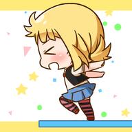 10s 1_female 1girl 3 >_< bangs black_vest blonde_hair blue_skirt blush chibi closed_eyes commentary_request d explicit female hana_kazari hatunatukazari horizontal-striped_legwear horizontal_stripes kise_sacchan lolibooru.moe mitsuboshi_colors open_mouth pixiv_4755984 pixiv_67689100 pleated_skirt profile red_footwear safe shirt short_sleeves short_twintails skirt smile solo standing standing_on_one_leg star star_(symbol) striped striped_legwear thighhighs tied_hair twintails vest white_shirt xd 三ツ星カラーズ 花かざり // 1000x1000 // 156.8KB