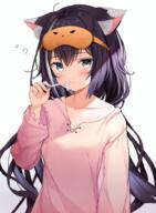 1_female animal_ear_fluff animal_ears bangs black_hair blush brushing_teeth cat_ears catgirl catperson closed_mouth collarbone ears eyebrows_visible_through_hair female garrison_cap green_eyes high_resolution highlights kanda_dan kanda_done kiruya_momochi kyaru_(princess_connect!) long_hair long_sleeves looking_at_viewer momochi_kiruya multicolored_hair nekomimi pajamas point_of_view princess_connect! princess_connect!_dive questionable safe sankaku_channel sleep_mask solo streaked_hair teeth toothbrush two_tone_hair upper_body very_long_hair white_hair // 1475x2011 // 1.6MB