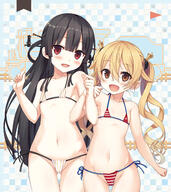 2_females absurd_resolution armlock bikini black_hair blonde_hair blush brown_eyes contentious_content cowboy_shot cura eyebrows_visible_through_hair fanbox_reward female flat_chest hachiroku_(maitetsu) hair_between_eyes hair_ornament hairpin halter_top halterneck high_resolution jewelry loli lolibooru.moe long_hair looking_at_viewer maitetsu micro_bikini multiple_females navel official_art olivi_(maitetsu) open_mouth paid_reward point_of_view questionable red_eyes safe sankaku_channel side-by-side side-tie_bikini star_(symbol) star_print string_bikini striped striped_bikini striped_swimsuit swimsuit thigh_gap tied_hair twintails very_high_resolution wavy_hair young // 2977x3343 // 1.8MB