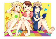 10s 3_girls 3girls akamatsu_yui asymmetrical_hair atfbooru.ninja bangs barefoot bent_knee_(knees) blonde_hair blouse blue_dress blue_hair blunt_bangs blush body_blush border brown_eyes brown_hair child commentary_request dress explicit feet feet_together female forehead fringe full_body game_console girl girl_sandwich hair_bobbles hair_ornament hair_tie hat high_resolution highres kise_sacchan knees_together_feet_apart kotoha_(mitsuboshi_colors) leafar legwear loli lolibooru.moe long_hair looking_at_viewer mitsuboshi_colors multiple_females multiple_girls open_mouth pixiv_6379958 pixiv_66807349 ponytail puffy_short_sleeves puffy_sleeves red_blouse safe sandwiched short_hair short_sleeves short_twintails shorts side_ponytail silver_link sitting skirt smile soles star star_(symbol) tied_hair tochiro0321 toes twintails w yellow_background yellow_eyes young とちろ 上野の街は、我らカラーズが守る！ // 2047x1447 // 1.6MB