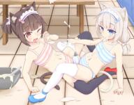 2girls animal_ears animal_tail black_legwear black_thighhighs blonde_hair blue_eyes blush bow bra brown_eyes brown_hair cat_ear cat_tail catgirl catperson child chocola chocola_(neko_para) chocola_(sayori) closed_mouth contentious_content duo ears eyebrows_visible_through_hair fangs female female_only flat_chest food footwear hair_bow hair_ornament heels high_heels high_resolution indoors keven_(ewdx3754) keven_(user_ewdx3754) kitchen legs loli long_hair maid_headdress multiple_females navel nekomimi nekopara one_eye_closed open_mouth panties pastry_bag phallic_symbol pixiv_id_23680106 questionable sexually_suggestive shoes sitting spread_legs spreading squirting striped striped_bra striped_panties striped_underwear suggestive_fluid swimsuit tail thighhighs thighs tied_hair twintails underwear vanilla vanilla_(neko_para) vanilla_(sayori) white_legwear white_thighhighs young yuri // 2268x1779 // 2.1MB