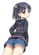 1_female 1girl 6 ass barefoot black_hair black_jacket brown_eyes clothes_writing contentious_content cursive denim denim_shorts explicit female female_only from_behind hands_in_pockets hood jacket ji2x jiji jijis-waifus legwear loli lolibooru.moe looking_at_viewer looking_back open_mouth original original_character photoshop_(medium) pixiv_3911 pixiv_65844689 point_of_view questionable safe sankaku_channel short_hair short_shorts shorts simple_background smile solo text_on_clothes white_background young お巡りさんこっちです じじ らくがきまとめ キャミソール 女児服 帰ってきたロリコン 胸チラ // 788x1113 // 131.0KB