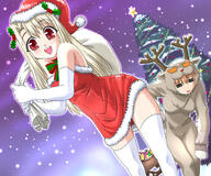 00s 2girls =_= animal_costume animal_ears animal_hood antlers armwear bag bare_shoulders berries blonde_hair bow cervine christmas christmas_outfit christmas_tree costume danbooru deer ears elbow_gloves fate fatekaleid fatestay_night fate_(series) fate_stay_night female fujimura_taiga fur fur_trim gelbooru gift gloves hair_ornament hat holly holly_hair_ornament hood horns illyasviel_von_einzbern mammal minazuki_noumu multiple_females multiple_girls red_eyes reindeer reindeer_costume sack safe santa_costume santa_hat sleigh smile snow snowing socks thighhighs tree white_gloves white_legwear // 620x516 // 101.6KB