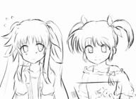 2girls animated animated_gif artist_request blush casual couple creator embarrassed fate_testarossa female flustered full-face_blush hair_ribbon kiss lesbian long_hair looking_at_another lyrical_nanoha mahou_shoujo_lyrical_nanoha mahou_shoujo_lyrical_nanoha_a's monochrome multiple_females multiple_girls ribbon safe short_hair takamachi_nanoha tied_hair twintails yuri // 560x408 // 1.8MB