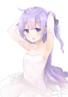 1_female 1girl absurd_resolution absurdres armpits arms_up azur_lane bangs bare_shoulders black_ribbon blush clip_studio_paint collarbone commentary commentary_request danbooru detached_sleeves dress eye_contact eyebrows eyebrows_visible_through_hair female flower hair_bun hair_ribbon high_resolution highres lolibooru.moe long_hair looking_at_another looking_at_viewer mature natsu_(sinker8c) o one_side_up open_mouth pixiv pixiv_65418733 point_of_view purple_eyes purple_hair ribbon safe side_bun simple_background sinker8 solo strapless strapless_dress unicorn_(azur_lane) very_long_hair white_background white_dress なつ なつちーず ユニコーン 母乳ち～ずの夏 母乳ち～ずの夏3日目東ｅ47a 独角兽 // 2600x3663 // 1.8MB