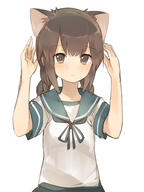 1 10s 1_female 1girl absurd_resolution absurdres animal_ears arms_up bangs bikini blush braid brown_eyes brown_hair cat_ears clip_studio_paint closed_mouth cowboy_shot ears eye_contact eyebrows eyebrows_visible_through_hair female green_ribbon high_resolution highres isonami_(kancolle) isonami_(kantai_collection) kantai_collection kemonomimi_mode long_hair looking_at_another looking_at_viewer mature natsu_(sinker8c) pixiv_12429243 pixiv_57785910 point_of_view ribbon safe sailor_uniform school_swimsuit school_uniform schoolgirl_uniform serafuku short_sleeves simple_background single_braid sinker8 solo swimsuit swimwear twin_braids uniform white_background なつ ポーラ 如月瑞鳳大鳳荒潮朝潮初雪リベッチオ 妙高村雨長門神風pola弥生伊58山城第六駆 母乳ち～ずの夏 磯波敷波夕張綾波龍驤夕雲しおいろーちゃん潮 艦これまとめ28枚 // 2400x3200 // 2.0MB