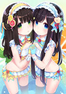 0120170 2_girls 2d_art 2girls ao_no_neko bangs bare_belly bare_legs bikini bikini_skirt black_hair blue_bow blue_eyes blue_gloves blunt_bangs blush bow bowtie commentary_request crop_top danbooru eye_contact eyebrows eyebrows_visible_through_hair female frilled_hairband frills fringe girl gloves green_eyes green_hairband hair_between_eyes hair_bow hair_ribbon hairband half_gloves half_updo hand_holding high_resolution holding_hands interlocked_fingers light_erotic loli long_hair looking_at_another looking_at_viewer multiple_females multiple_girls o open_mouth original outline parted_lips partially_submerged payot pixiv_3272061 pixiv_75958468 point_of_view ribbon_(ribbons) safe safebooru shiny_skin soaking_feet standing swimsuit swimwear tall_image very_long_hair wading water white_bikini white_outline wrist_cuffs yellow_gloves yellow_hairband フルーツソーダ 蒼都ねこ // 1020x1450 // 1.3MB