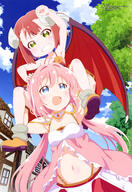2girls absurd_resolution ahoge ankle armor armored_boots armpits art atfbooru.ninja bangs blue_eyes blue_sky boots breasts brown_footwear brown_gloves brown_legwear building carrying censored cleavage_cutout clenched_hand clenched_teeth clothing_cutout cloud collarbone convenient_censoring convenient_head convenient_leg crystal_sword d danbooru day demon demon_girl demon_horns demon_wings dress endoro~! endro! explicit eye_contact eyebrows eyebrows_visible_through_hair fangs female flower footwear frilled_dress frills garrison_cap gloves green_eyes hair_between_eyes hair_bobbles hair_flower hair_ornament hair_tie hand_on_floor high_resolution horns house juulia_charldetto kataoka_hideyuki knee_boots knee_highs kneehighs legwear light_blue_eyes loli long_hair looking_at_another looking_at_viewer looking_up low_twintails magazine_scan mao_(endoro~!) mao_(endro!) mature medium_breasts megami megami_magazine miniskirt multiple_females navel official_art open_mouth outdoors outside piggyback pink_dress pink_flower pink_hair point_of_view questionable red_hair red_skirt rock safe scan shiny shiny_hair shirt shoes shoulder_carry shoulder_pads sitting sitting_on_person skirt sky sleeveless sleeveless_shirt small_breasts smile spaghetti_strap stomach sword teeth tied_hair tree twintails village weapon white_frills window wings young yuria_shardet // 4077x5934 // 2.6MB