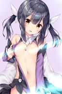 1_female 1girl areolae bangs blush breasts brown_eyes cape center_opening come_hither commentary danbooru detached_sleeves explicit eye_contact eyebrows eyebrows_visible_through_hair fate fatekaleid_liner_prisma_illya fate_(series) fate_kaleid_liner_prisma_illya female gelbooru hair_between_eyes hair_ornament hairclip head_tilt light_censor looking_at_another looking_at_viewer magical_girl medium_hair miyu_edelfelt navel open_mouth open_smile point_of_view purple_background questionable sasorigatame sidelocks simple_background small_breasts smile solo stomach tied_hair twintails upper_body white_cape x_hair_ornament // 733x1100 // 120.0KB